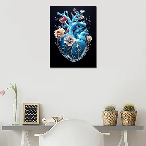 Miniatura 3 de Corazón con flores Pintura de diamante DIY 5D, kit de numeración, órganos humanos cristal diamantes de imitación pintura de diamantes de imitación