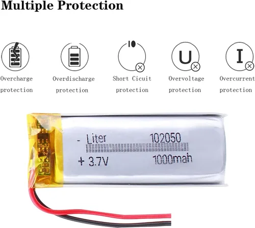 Miniatura 3 de 3.7V 102050 1000mAh batería de iones de polímero de litio recargable batería de polímero con dos alambres