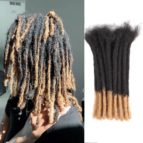 Miniatura 37 de Viovian Extensiones de rastas de 0.23 pulgadas de cabello humano de 6 pulgadas, 20 hebras ombré, extensiones de cabello humano para hombres, 1b/27