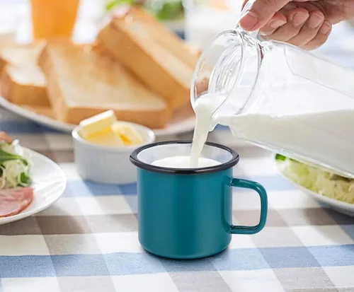 Miniatura 3 de TeamFar Juego de 4 tazas de té y café, tazas esmaltadas para uso doméstico, oficina, fiesta o campamento, colores brillantes y aspecto clásico, 12