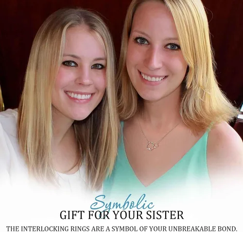 Miniatura 3 de Regalos para hermanas, collar de plata de ley con 2 círculos entrelazados para hermanas grandes y pequeñas, regalos de cumpleaños para hermanas