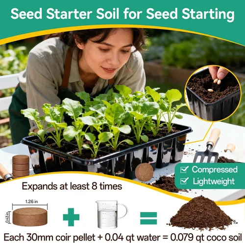 Miniatura 2 de ZeeDix 50 pellets de fibra de coco orgánica de 1.181 in para iniciadores de semillas, tierra de coco comprimida para plantar, suelo de jardín