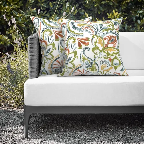 Miniatura 707 de Juego de 2 almohadas para exteriores de 16 x 16 pulgadas, repelentes al agua con interiores, para muebles de patio, hogar, jardín, geometría bohemia
