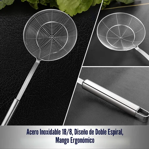 Miniatura 3 de Hiware Colador de araña de acero inoxidable sólido para cocinar y freír, utensilios de cocina, colador de alambre, cuchara para pasta, 5.4 pulgadas