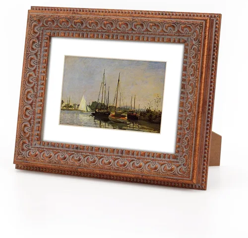 Miniatura 4 de Paquete de 2 marcos de fotos clásicos adornados de bronce antiguo de 5 x 7 pulgadas, con paspartú de 3.5 x 5.5 pulgadas, pantalla de mesa o pared