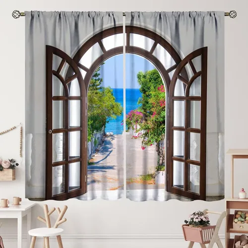 Miniatura 15 de Cortinas italianas, patio antiguo, sillas de café de Italia, casas históricas en la calle, sala de estar, dormitorio, cortinas opacas con bolsillo