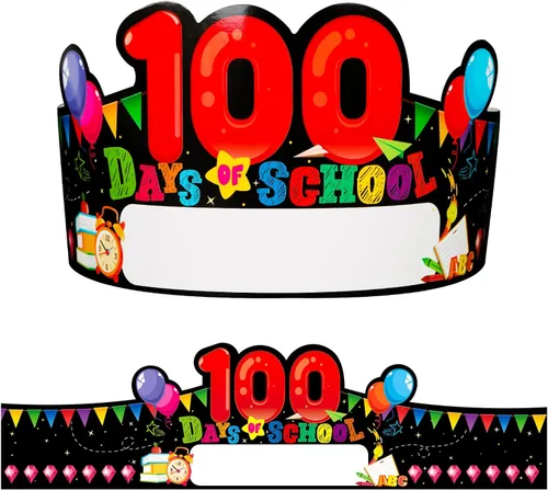 SICOHOME Gorras de papel para niños, coronas de papel para estudiantes, jardín de infantes, suministros de fiesta preescolar, ajustables 2-100 días