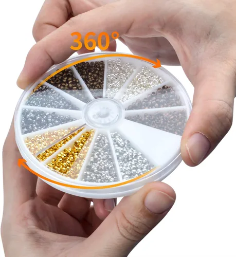 Miniatura 3 de Aylifu 2250 cuentas de tubo para hacer joyas, extremos redondos y sueltos, cuentas espaciadoras de metal para hacer joyas, 2 tamaños, 6