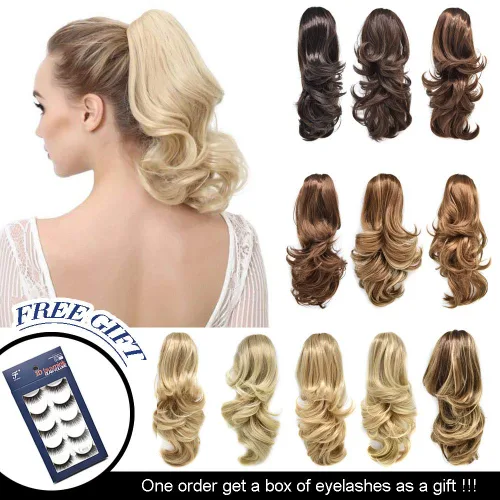 LYRICAL HAIR Extensión de cola de caballo sintética para mujer, con cordón ajustable, pinza de mandíbula, larga, rizada, ondulada, extensión de cola