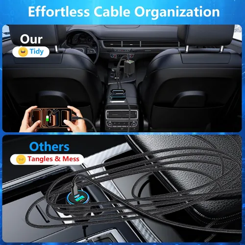 Miniatura 8 de [Apple MFi Certified] Retractable Car Charger for iPhone 17, SDNCIE 120W USB C Car Charger 4 in 1 PD/QC Type C Fast Charging Cigarette Lighter