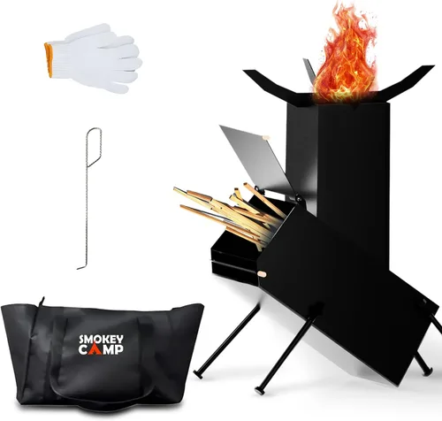 Miniatura 12 de Estufa de campamento de 3500 W, estufa de campamento resistente al viento con funda de transporte de encendido piezoeléctrico y 2 adaptadores