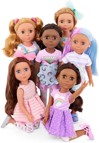 Miniatura 10 de Glitter Girls – Muñeca de moda de 14 pulgadas – Cabello castaño y ojos azules – Vestido rosa, zapatos brillantes y lazo para el cabello – Muñecas