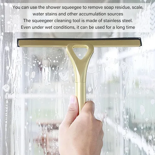 Miniatura 3 de Escobilla de baño de acero inoxidable con mango de baño para cristalería para el hogar, cepillo de vidrio para limpieza de ventanas, herramientas