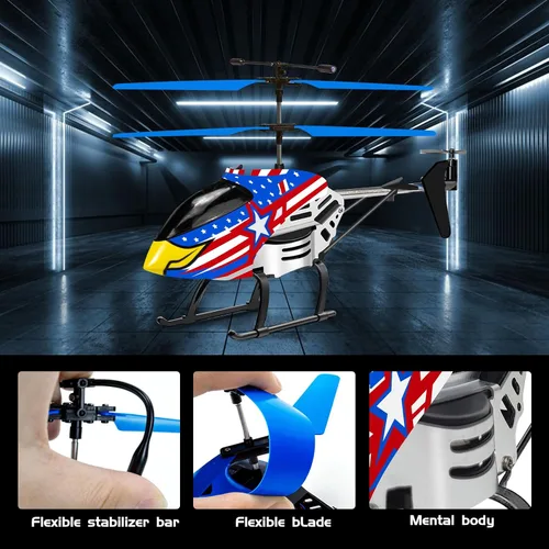 Miniatura 3 de YongnKids - Helicóptero a control remoto para niños, avión rc para niños de 8 años en adelante, 3.5 canales, helicóptero rc de 2.4GHz con luces LED