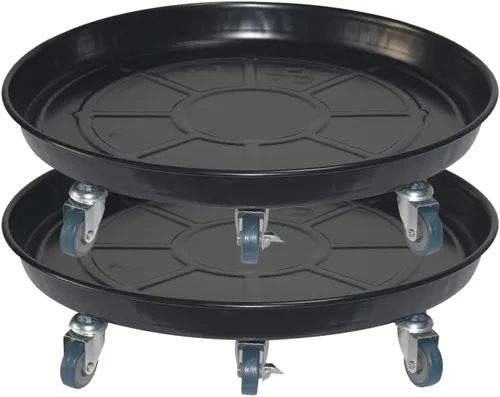 Miniatura 15 de ARTLINE Soporte redondo de 10 pulgadas con ruedas bloqueables, 160 libras resistente para interiores y exteriores, maceta grande rodante con ruedas