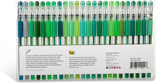 Miniatura 8 de KINGART Studio - Juego de 24 bolígrafos de gel de tono verde – Agarre suave y cómodo – Punta redonda suave para detalles precisos – 24 tonos verdes