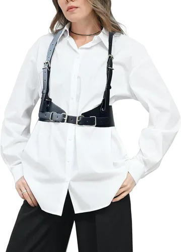 Miniatura 7 de Tecotely Punk Leather Body Harness for Women, Adjustable Body Chain Belt Rave Accessories