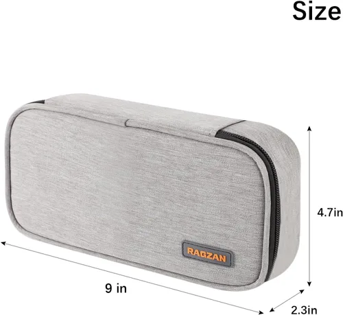 Miniatura 5 de Estuche para lápices de gran capacidad, bolsa de tela Oxford, bolsa de almacenamiento para rotuladores de lápices, soporte para papelería para Gris