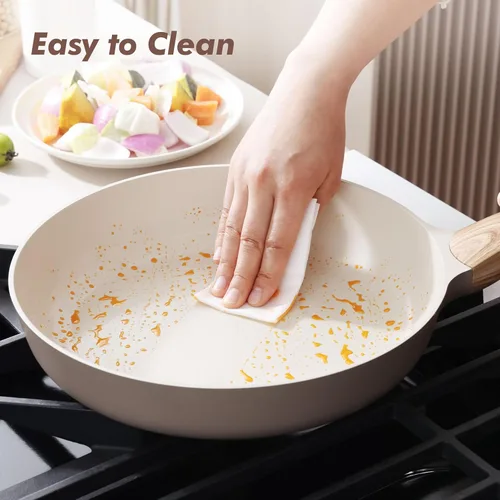 Miniatura 6 de SENSARTE Sartén antiadherente de cerámica con tapa de 11 pulgadas, sartén antiadherente para tortilla, sartén de cocina para chef sin tóxicos