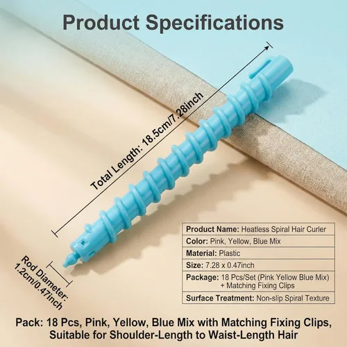 Miniatura 2 de 18 varillas de plástico en espiral para cabello, peluquería, peluquería, herramientas de salón para mujeres y niñas, colores aleatorios