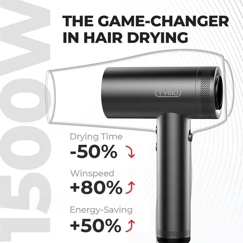 Miniatura 2 de TYMO Secador de pelo con difusor para mujer, secador profesional de alta velocidad de 1500 W con peine, secado rápido de 110,000 rpm, secador