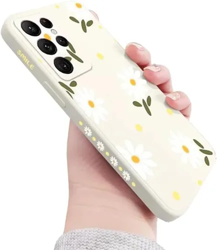 Miniatura 9 de Funda compatible con Galaxy S22 Ultra con bonito patrón de margaritas, protección de lente de cámara, a prueba de golpes, TPU parachoques