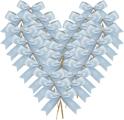 Miniatura 18 de 50 lazos de oro blanco de 3-1/2 pulgadas con lazos giratorios para envolver regalos, embalaje, decoración de Navidad (W.Gold)