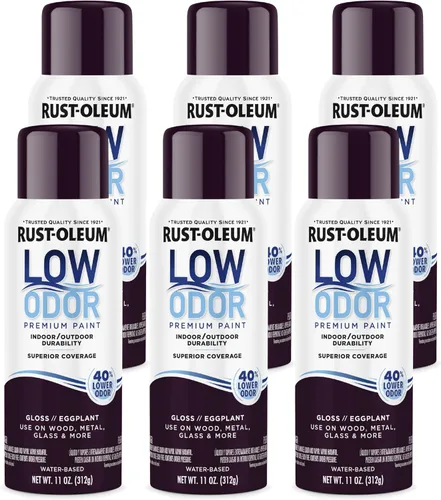 Miniatura 54 de Rust-Oleum Pintura en aerosol prémium de bajo olor, 11 onzas, concha marina brillante, paquete de 6 Seashell