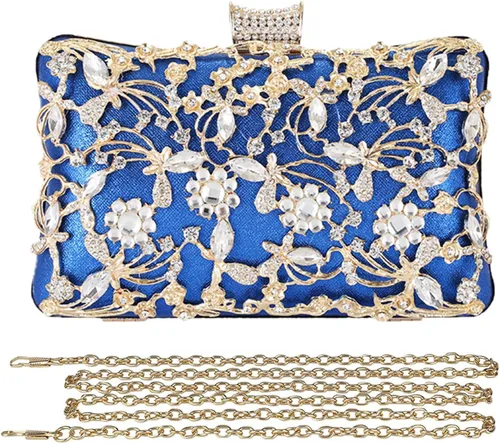 CORIOS Bolso de noche con diamantes de imitación para mujer, bolso de mano de cristal brillante con purpurina y lentejuelas