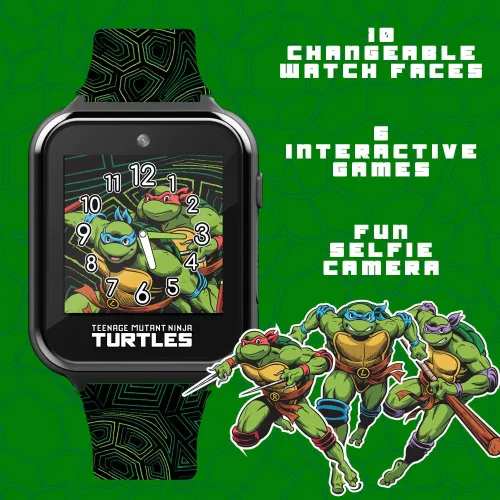 Miniatura 5 de Teenage Mutant Ninja Turtles - Reloj inteligente para niños con cámara selfie, grabadora de video, juegos, cronómetro, alarma, calculadora