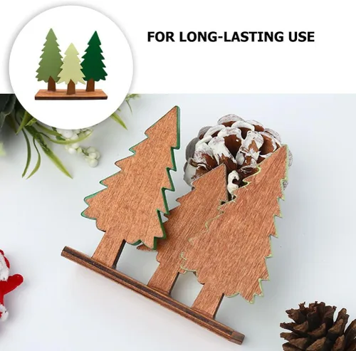 Miniatura 6 de Alasum Mini árbol de pino decoración de escritorio de 3.54 pulgadas de simulación de árbol de pino modelo juego de 3 para decoración de temporada