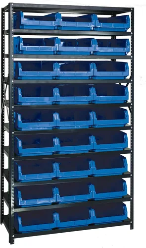 Miniatura 625 de Quantum QSBU-245BK Heavy Duty Shelving Unit with (7) Shelves and (24) QUS245 Black Bins for Garage Warehouse Storage Distribution 400 lb Load