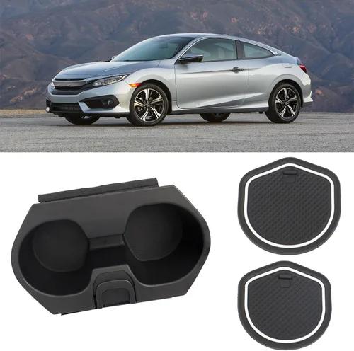 Miniatura 8 de Soporte para tazas con accesorios para Honda Civic 2016-2021 Lx Ex Si Sport Hatchback Coupe Sedan Insight consola central soporte para botella