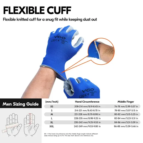Miniatura 6 de Vgo... 10 pares de guantes de trabajo de seguridad, guantes de jardinería, revestimiento de nitrilo antideslizante, guantes de inmersión