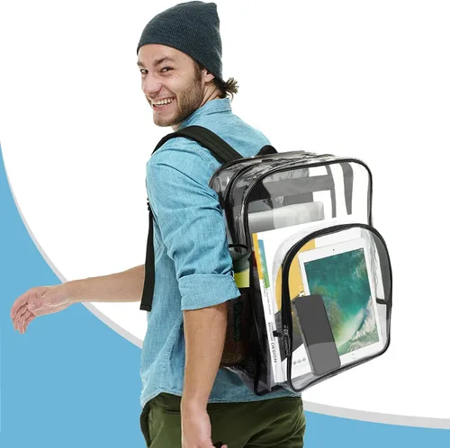 Miniatura 12 de Mochila transparente de PVC grande resistente Mochila transparente, Gris, Transparente