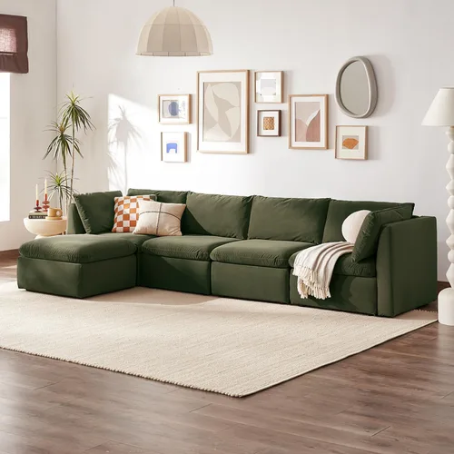 Miniatura 17 de mopio Sofá Seccional Modular de Gran Tamaño con Fundas Completamente Extraíbles y Almacenamiento, Convertible en Forma de U, en Forma de L