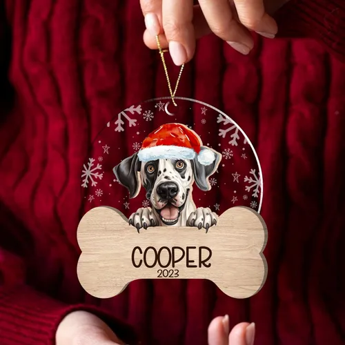 Miniatura 49 de Nazenti American Pit Bull Terrier Adorno de Navidad, adorno de perro fotográfico, adorno de perro personalizado, adornos de fotos de madera