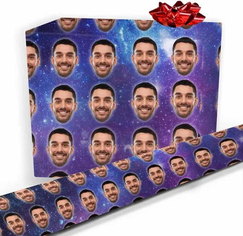 Miniatura 35 de Papel de regalo personalizado, divertido papel de regalo para cara, foto, nombre, Día del Padre, rollo de regalo para papá, hombres, mujeres, niños