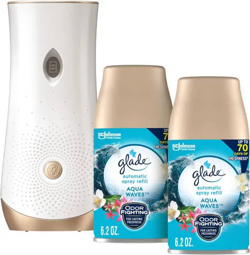 Miniatura 12 de Glade Kit automático de repuesto y soporte de aerosol, ambientador para el hogar y el baño, Aqua Waves, 6.2 onzas, 2 unidades (paquete de 2)