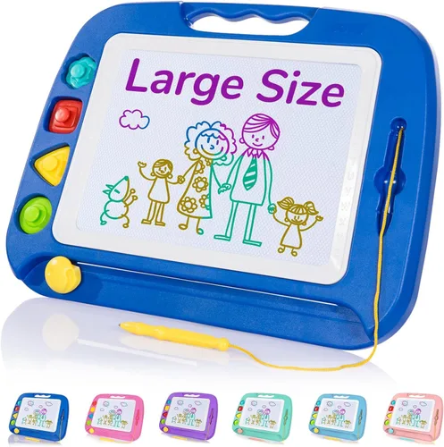 SGILE - Pizarra magnética para dibujar grande, 4 colores, con 4 sellos, para niños pequeños, juguete educativo de aprendizaje, para niños de más de