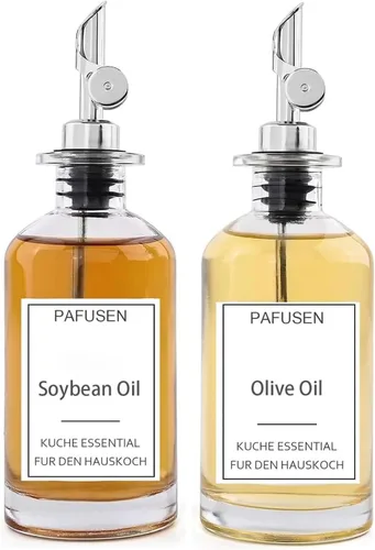 Pafusen Paquete de 2 Botellas Dispensadoras de Aceite de Oliva, Botellas de Aceite de 12 oz para Cocina, Dispensador de Jarabe de Café con Aceite de