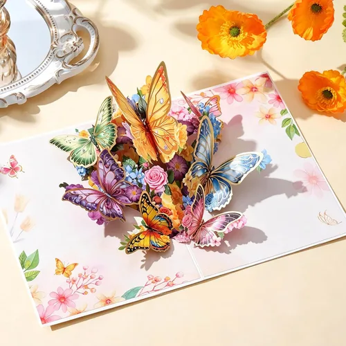Miniatura 13 de Butterfly Birthday Card, Pop up Birthday Cards for Women Wife Kids, 3D Greeting Cards, Thank You Card, Anniversary Card, Butterfly Gifts for Women