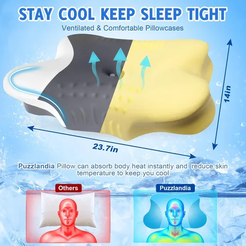 Miniatura 2 de Almohada cervical para el cuello para dormir de lado, almohadas de espuma viscoelástica, soporte ergonómico para el cuello para aliviar el dolor