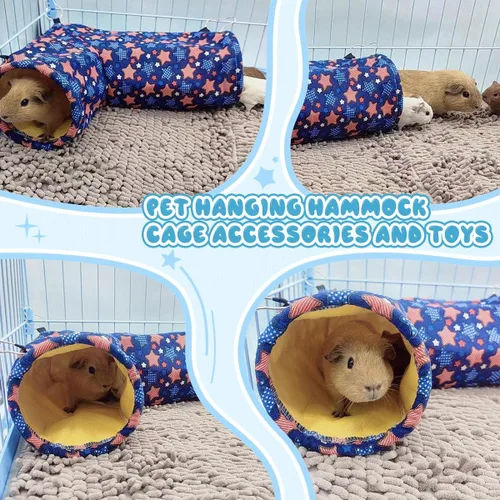 Miniatura 2 de EAEDMY Hamaca para Conejo de Indias, Rata y Hurón, Túnel de Esquina y Tubos y Cama para Animales Pequeños para Erizo, Cerdito, Chinchilla, Juguetes