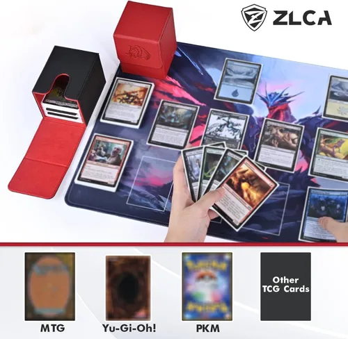 Miniatura 5 de ZLCA Caja de almacenamiento para cartas con 2 divisores, caja de almacenamiento de cartas se adapta a más de 100 cartas con funda individual, caja