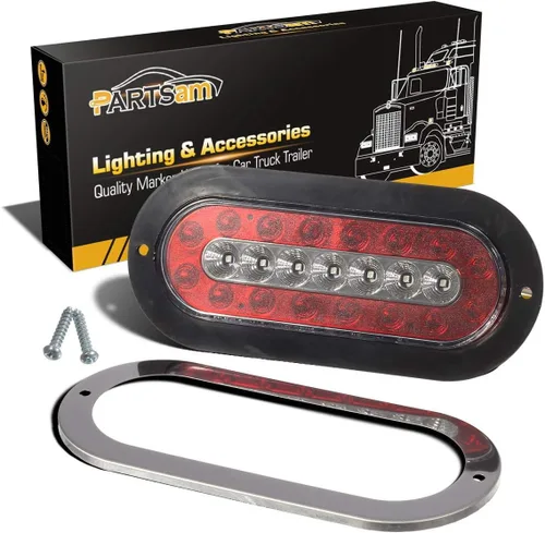 Miniatura 3 de Partsam 4 luces LED ovaladas de 6.5 pulgadas para remolque, 23 luces LED de montaje en brida, luces traseras de freno rojas, luces de marcha