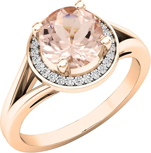 Miniatura 275 de Dazzlingrock Collection Anillo de compromiso redondo de 0.276 in con halo de diamante blanco y vástago dividido para ella en oro macizo de 14
