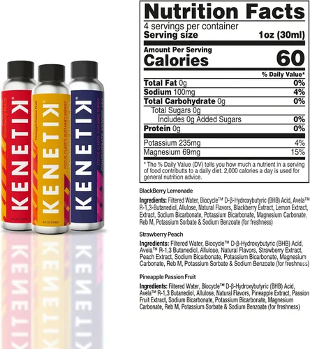 Miniatura 6 de KENETIK Concentrado de enfoque sin cafeína, combustible cerebral para resistencia cognitiva de claridad mental, sin azúcar, cetonas bioidénticas