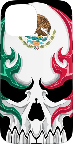 Miniatura 6 de iPhone 13 Pro Max Bandera de México - Estilo tribal de calavera mexicana - Funda hecha en México