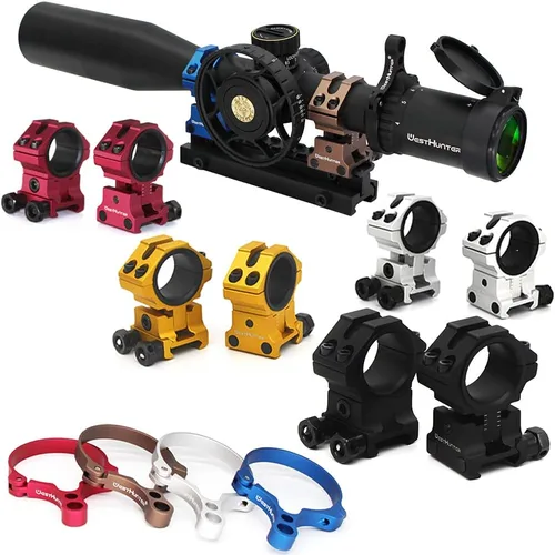Miniatura 8 de WestHunter Optics Anillos ajustables de altura para mira Picatinny, 1 pulgada 30 mm Montura de mira de precisión 6 colores Dorado